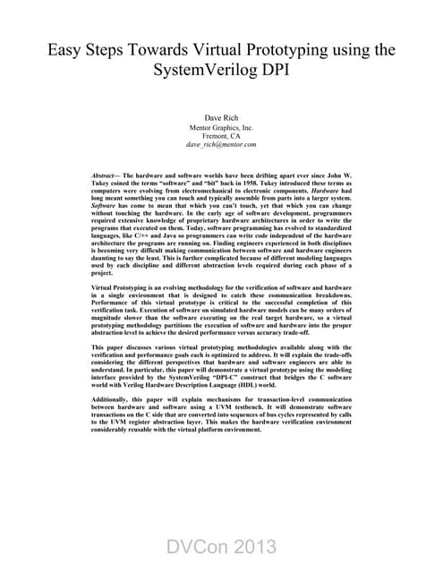MGC_DVCon_13_Easy_Steps_Towards_Virtual_Prototyping_Using_the_SystemVerilog_D...