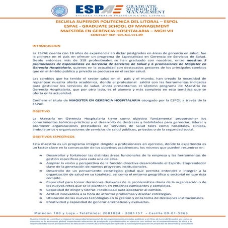 Maestría en Gerencia Hospitalaria 