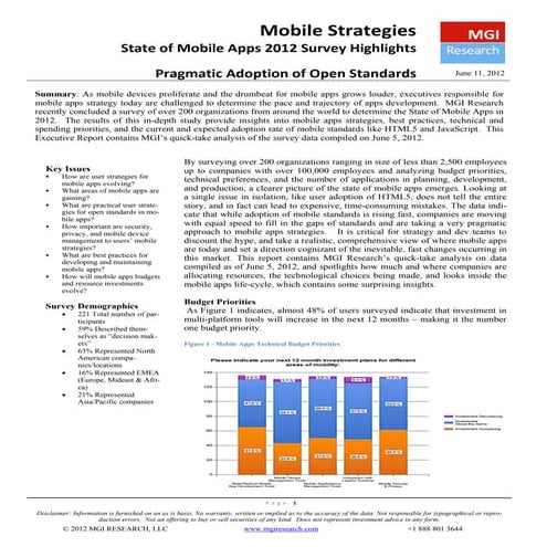 The State of Mobile Apps 2012: A Survey of Enterprise Plans 
