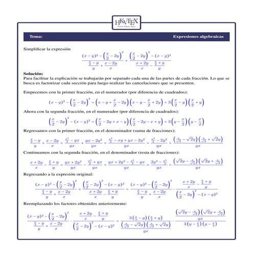 Ejercicio resuelto: Simplificación de expresiones algebraicas