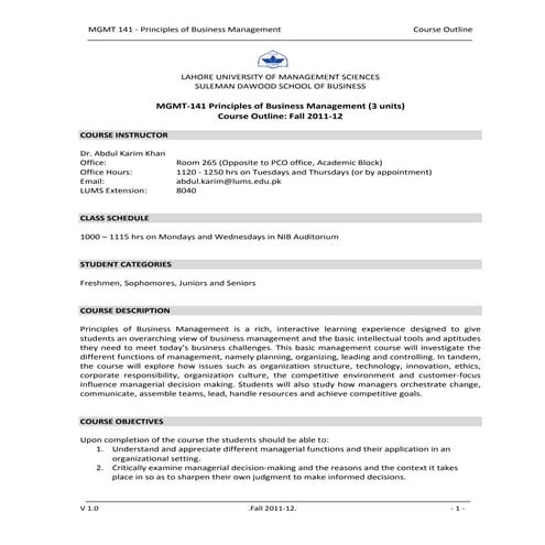 Mgmt 141 principles of business management