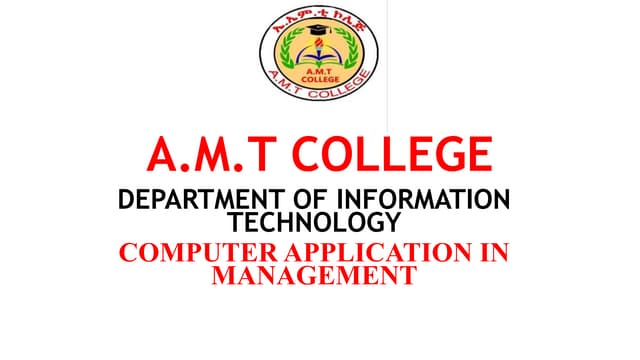 Computer application in management for thrid year degree student