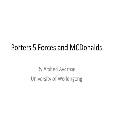 Porters 5 Forces & MC Donalds