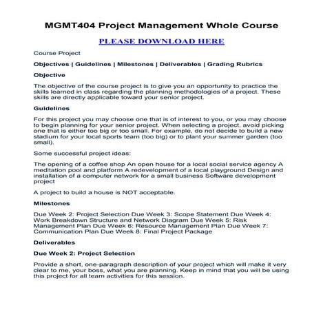 Mgmt404 project management whole course