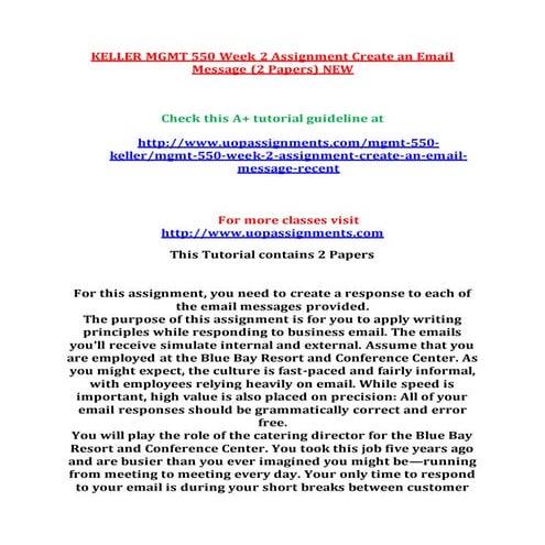 MGMT 550 Entire Course NEW