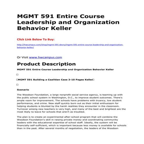 Mgmt 591 entire course leadership and organization behavior keller | PDF