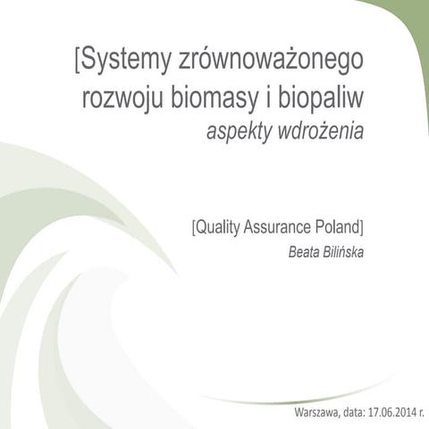 Systemy zrównoważonego rozwoju | PPTX | Business | Business and Finance