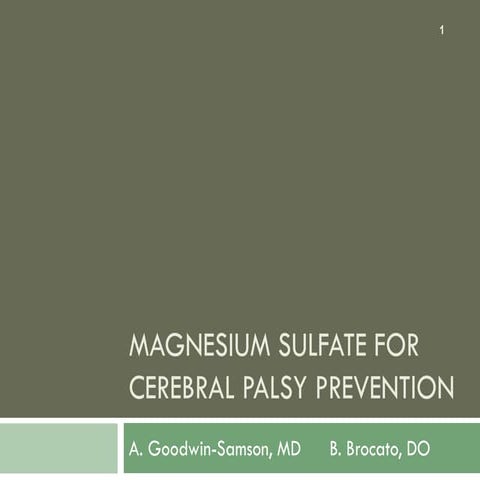 Magnesium Sulfate in Obstetrics | PDF
