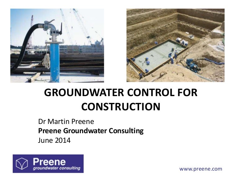 Groundwater Control for Construction
