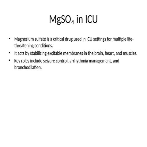 Magnesium Sulfate in Obstetrics | PDF