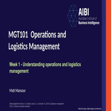 Operations and Logistics Management - Week 1 | PPTX