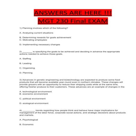 Mgt 230 final exam | DOCX