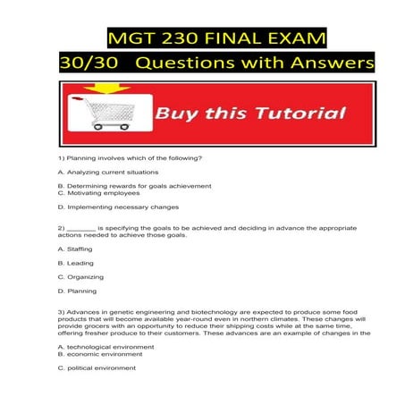 Mgt 230 final exam | DOCX