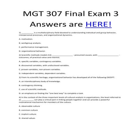 Mgt 307 final exam 3 answers are here | DOCX | Business | Business and ...