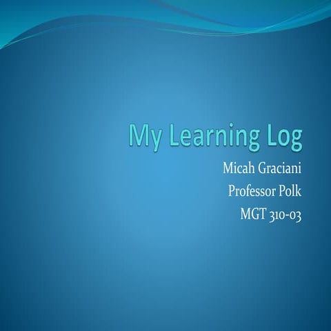 Mgt31003 learning log