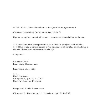 MGT 3302, Introduction to Project Management 1 Cou.docx