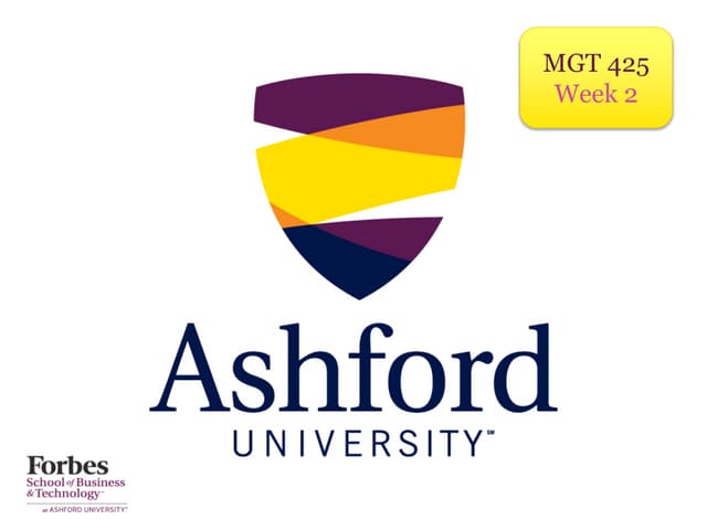 Standardized Guidance for MGT 425 Week 2