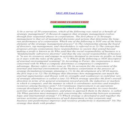 Uop mgt 498 final exam | DOCX