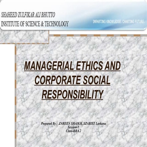 Managerial Ethics And Corporate Social Responsibility | PPT