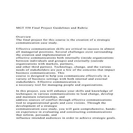 MGT 550 Final Project Guidelines and Rubric  Overview .docx
