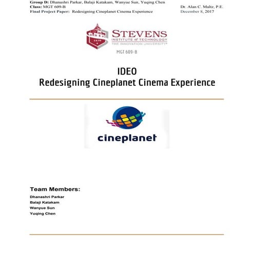 Project Management Case Study – IDEO Redesigning Cineplanet Cinema Experience