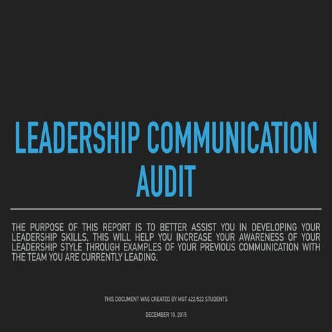 MGT 422/522 Leadership Communication Audit