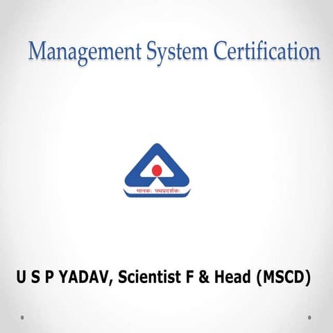 Management system certification Bureau of Indian Standards BIS