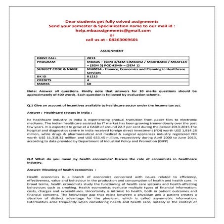 Mh0054   finance, economics and planning in healthcare.