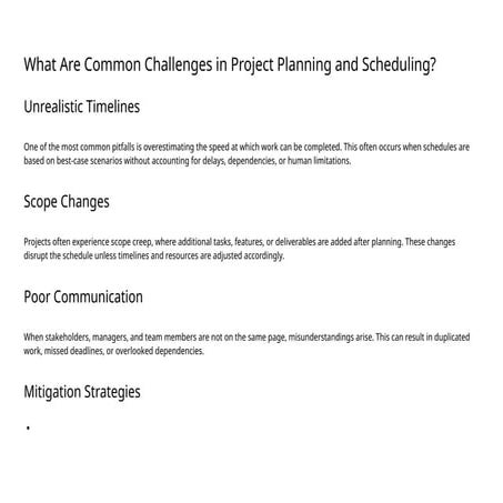 What Are Common Challenges in Project Planning and Scheduling? | PDF