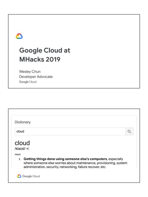 Google Cloud lightning talk @MHacks
