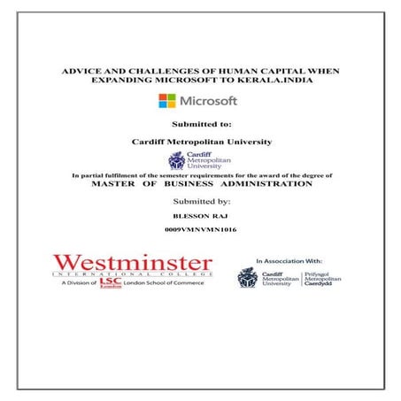 Advice and Challenges of Human Capital when expanding Microsoft Incorporation...