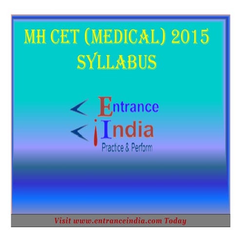 Mh cet medical syllabus by entranceindia