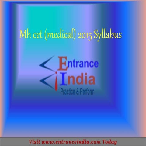 Mh cet medical syllabus by entranceindia
