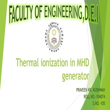 Thermal ionization in MHD generator