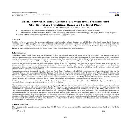 Mhd flow of a third grade fluid with heat transfer and