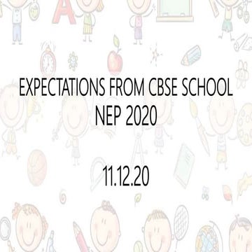 EXPECTIONS FROM CBSE SCHOOLS NEP 2020