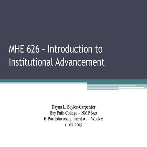 D.Carpenter_MHE 626 – Introduction to Institutional Advancement