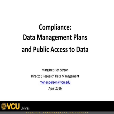 Compliance: Data Management Plans and Public Access to Data