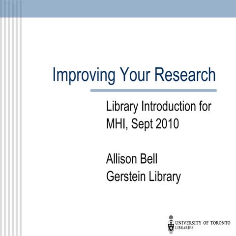 Masters of Health Informatics Library Intro, 2010