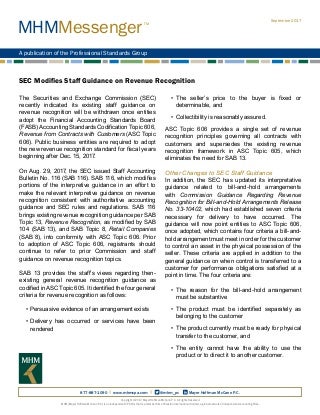 SEC Modifies Staff Guidance on Revenue Recognition