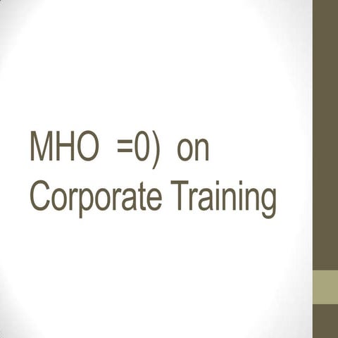 Mho On Corporate Training