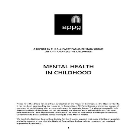 Mental Health in Childhood Report