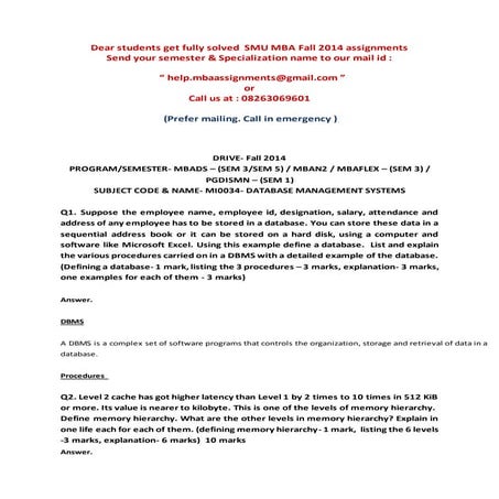 Mi0034  database management systems