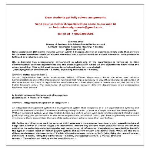 Mi0038 enterprise resource planning