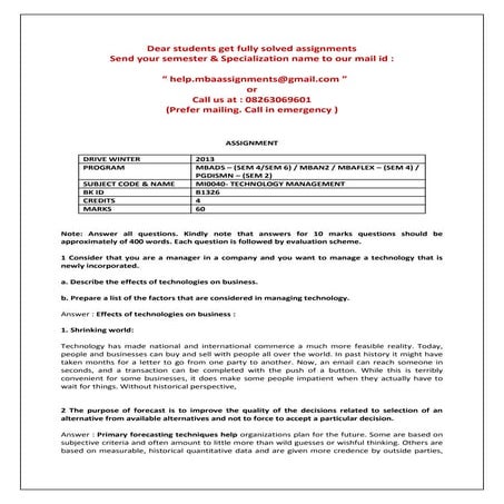 Mi0040  technology management