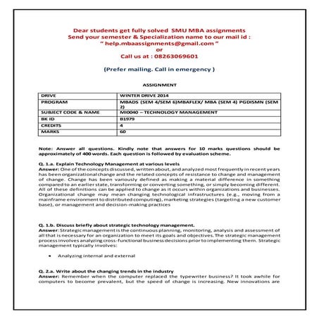 Mi0040  technology management