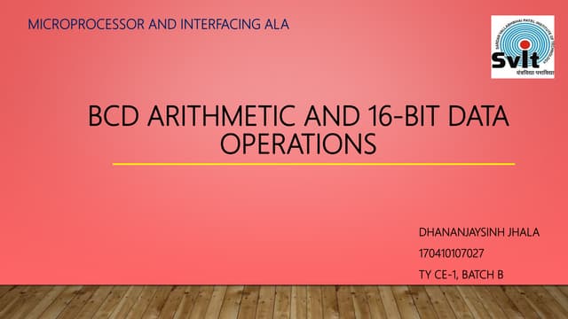 BCD arithmetic and 16-bit data operations