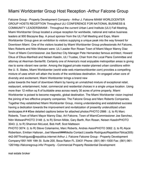 Miami Worldcenter Group Host Recept...