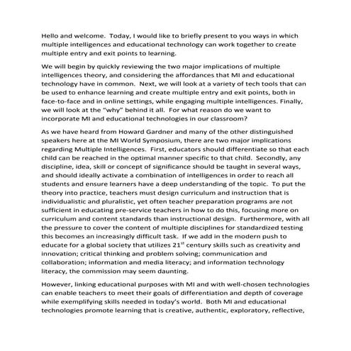 Mi and technology speech