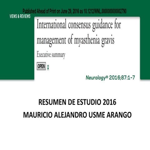 Miastenia gravis 2016 resumen de estudio actualizado